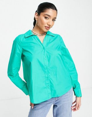 Ярко-зеленая рубашка с открытой спиной Pieces Pieces