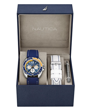 Мужская N09915G Спортивное кольцо Многофункциональный темно-синий ремешок из смолы Коробка для часов с белым ремешком из смолы Nautica