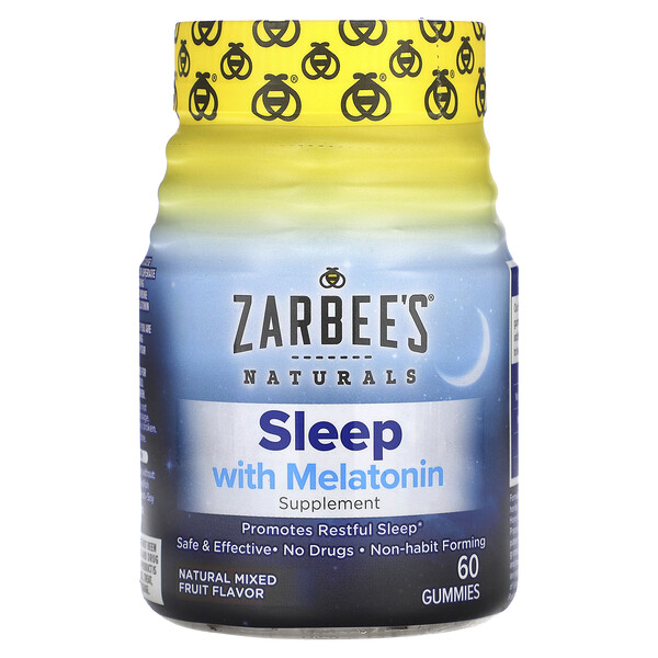 Sleep with Melatonin, Натуральная фруктовая смесь, 60 жевательных конфет Zarbee's
