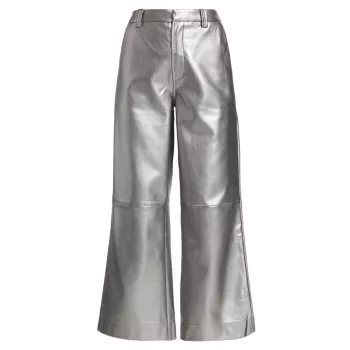 Укороченные брюки из веганской кожи Mia с эффектом металлик Joe's Jeans