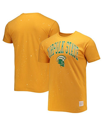 Men's Gold Norfolk State Spartans Bleach Splatter T-shirt Original Retro Brand