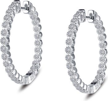 Серьги-кольца с платиновым покрытием из стерлингового серебра с имитацией бриллиантов LaFonn
