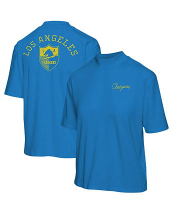 Женская пудровая синяя футболка Los Angeles Chargers Logo с короткими рукавами и воротником-стойкой Junk Food