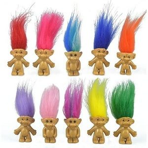 SHELLTON 10Pcs Mini Troll Dolls, PVC Vintage Trolls Lucky Doll Mini Action Figures 1.2" Cake Toppers Chromatic Adorable Cute Little Guys Collection Shellton