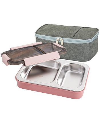 Коробка для завтрака с герметичным отделением на 25 унций с сумкой для ланча, розовая Lille Home