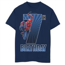 Футболка на 7-й день рождения с изображением Человека-паука Marvel для мальчиков 8–20 лет Licensed Character