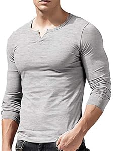 JEEING GEAR Men Long Sleeve Athletic Shirts Slim Fit Cotton V Neck Jeeing Gear