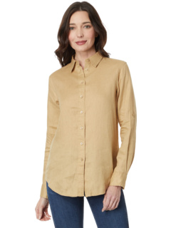 Льняная рубашка Petite с рулонными рукавами LAUREN Ralph Lauren
