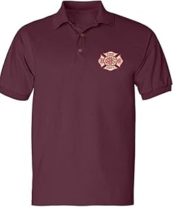 ALLNTRENDS Men's Polo T Shirt Fire Department Embroidered Firefighter Top USA Gift Allntrends