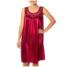 Women's Silky Feeling Sleeveless Nightgown With Sequins And Ribbon Roses Design Yafemarte