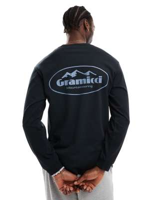 Gramicci mountaineering graphic long sleeve T-shirt in black Gramicci