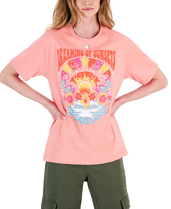 Juniors' Sunset Dreams Cotton Graphic T-Shirt Rebellious One