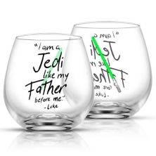 JoyJolt Star Wars Obi-Wan Kenobi Lightsaber Collection 15-oz. 2-pc. Stemless Drinking Glass JoyJolt