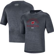 Youth Under Armour Heather Black Wisconsin Badgers Vent Tech Mesh T-Shirt Under Armour