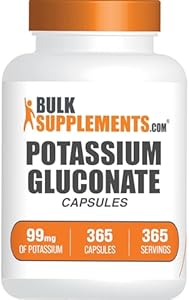 BulkSupplements.com Potassium Gluconate Capsules (Капсулы) - Potassium Gluconate Supplement, Potassium Gluconate 99mg, Potassium Supplement - Gluten Free, 1 Capsule per Serving (Порция), 365 Capsules (Pack of 1) BulkSupplements