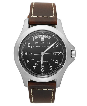 Часы мужские Swiss Automatic Khaki King Brown с кожаным ремешком 40 мм H64455533 Hamilton