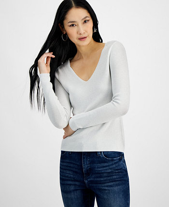 Women's V-Neck Metallic Sweater, Created for Macy's I.N.C. International Concepts