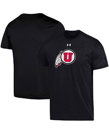 Мужская черная хлопковая футболка с логотипом Utah Utes School Performance Under Armour