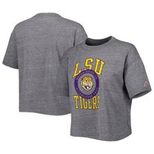 Women's League Collegiate Wear Heather Gray LSU Tigers Intramural Midi Seal Tri-Blend T-Shirt League Collegiate Wear