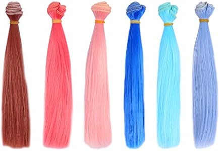 Toddmomy Doll Hair Wefts 6Pcs Doll Wig Doll Straight Hair Doll Hair Extensions Doll Making Arts Supplies DIY Doll Hair Crafts Accessories Toddmomy