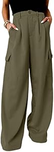 Dokotoo Womens High Waisted Wide Leg Cargo Pants Baggy Casual Trendy Work Pants with 4 Pockets Dokotoo