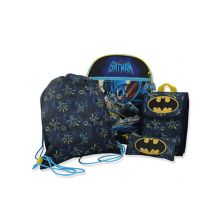 Batman Boys 16&#34; Backpack 5 Piece School Set (one Size, Blue) Batman