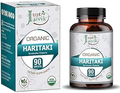 Just Jaivik Organic Haritaki (Terminalia Chebula) Tablets (Таблетки) As Dietary Supplements - 750mg (90 Tablets) | Detoxification & Rejuvenation for Vata Just Jaivik