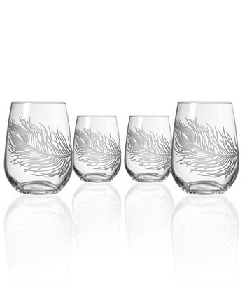Павлин без стебля 17 унций - набор из 4 стаканов Rolf Glass