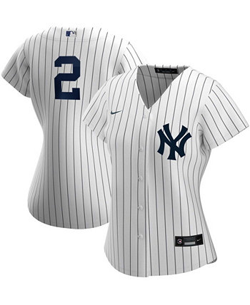 Женская белая и темно-синяя футболка с изображением Дерека Джетера «Нью-Йорк Янкиз» домашняя реплика игрока Nike