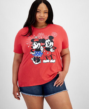 Trendy Plus Size Mickey And Minnie Graphic T-Shirt Disney
