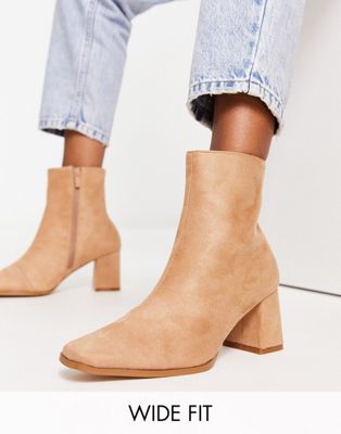 Bebo Wide Fit Mollie heeled ankle boots in beige  BEBO Wide Fit