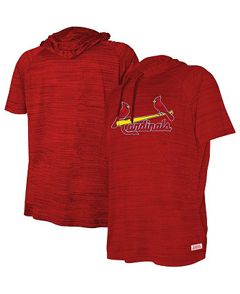 Пуловер с короткими рукавами и капюшоном Big Boys and Girls Heather Red St. Louis Cardinals с капюшоном и регланами Stitches