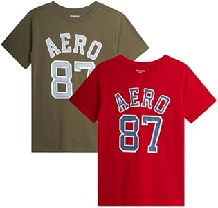 AEROPOSTALE Boys' Graphic Tees - 2 Pack Short Sleeve Crewneck T-Shirts with Bold Prints - Soft Cotton Shirts for Boys (8-16) Aeropostale