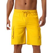 Men's Drawstring Waist Solid Color Side Pockets Lining Board Shorts Inspire Chic