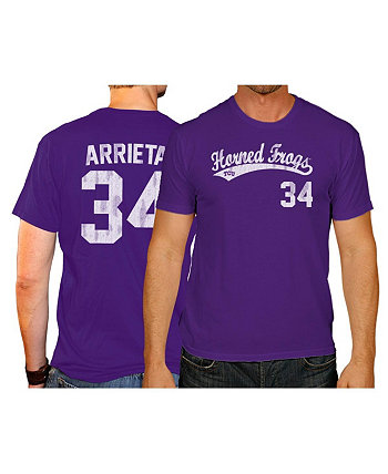 Men's Jake Arrieta Purple TCU Horned Frogs NCAA Baseball T-shirt Original Retro Brand