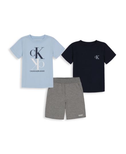 Футболка с логотипом для мальчика из трех частей &amp; Комплект шорт Calvin Klein