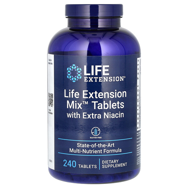 Таблетки Life Extension Mix с дополнительным содержанием ниацина, 240 таблеток Life Extension