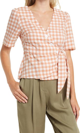 Calixte Gingham Print Side Tie Top FRNCH