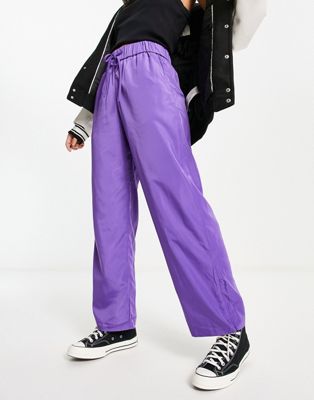 Фиолетовые широкие брюки с кулиской Monki Monki