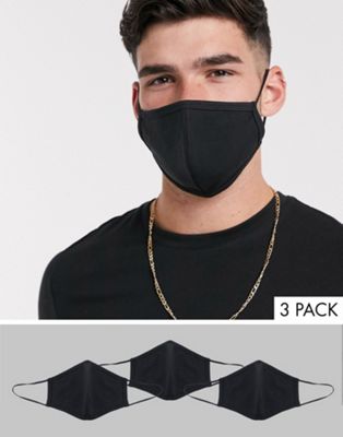 Набор из 3 масок для лица из черного джерси ASOS DESIGN ASOS DESIGN