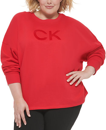 Плюс размер Флисовая толстовка с круглым вырезом и логотипом Calvin Klein
