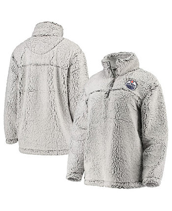 Женская серая пуловерная куртка Edmonton Oilers Sherpa с молнией на четверть G-III