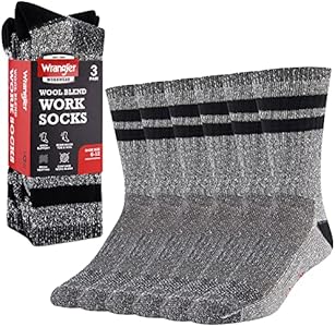 Wrangler - Blended Wool Socks for Men - Year Round Hiking & Work Crew Socks Wrangler