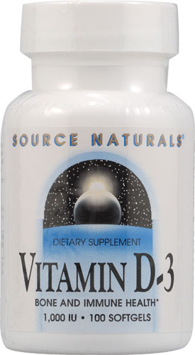 Source Naturals Витамин D-3 – 1000 МЕ – 100 капсул Source Naturals