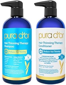 PURA D'OR Hair Thinning Therapy Biotin Shampoo and Conditioner Set, CLINICALLY TESTED Proven Results, DHT Blocker Hair Thickening Products For Women & Men, Natural Routine, Color Safe, 16oz x2 PURA D'OR