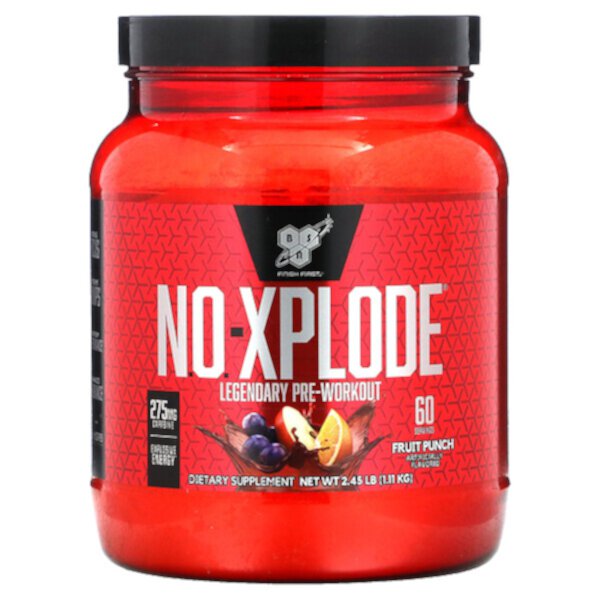N.O.-Xplode, Legendary Pre-Workout, фруктовый пунш, 2,45 фунта (1,11 кг) BSN