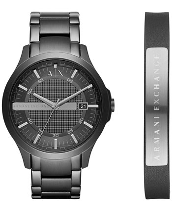 Мужские часы Hampton с черным браслетом из нержавеющей стали, подарочный набор 46 мм AX7101 Armani