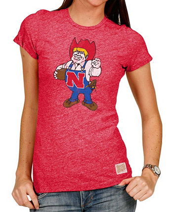 Женская футболка Scarlet Nebraska Huskers с треугольным вырезом и круглым вырезом Original Retro Brand