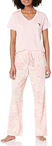 Tommy Hilfiger Women's Top Short Sleeve V-neck Heart Logo Pant Bottom Pajama Set Pj 2pc Tommy Hilfiger