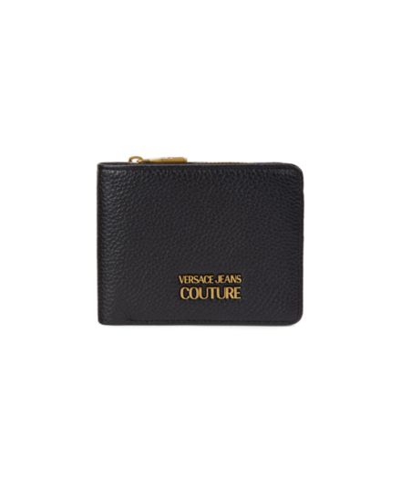 Кожаный кошелек в два сложения с логотипом Versace Jeans Couture